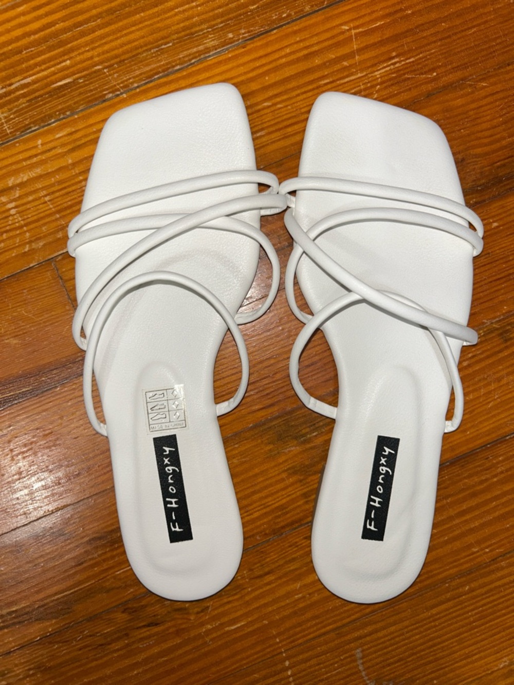 SHEIN | White Strappy Square-Toe Slide Sandals